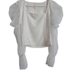 Chocolate Square Neck Puff Sleeve Top for Women | Off-White